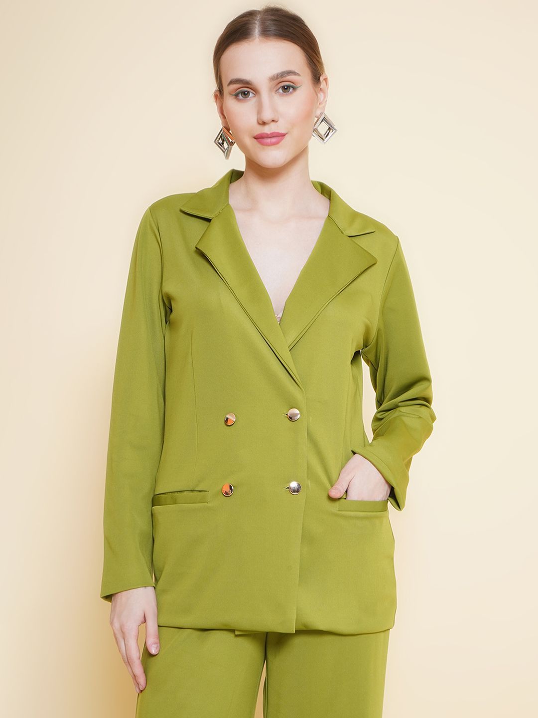 KATLINE Double-Breasted Notched Lapel Casual Blazer-picture-25