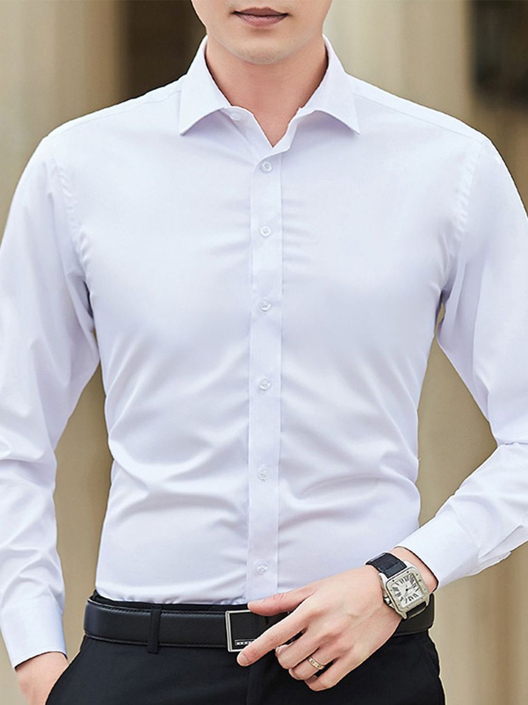 StyleCast Men Spread Collar Solid Linen Casual Shirt-picture-13