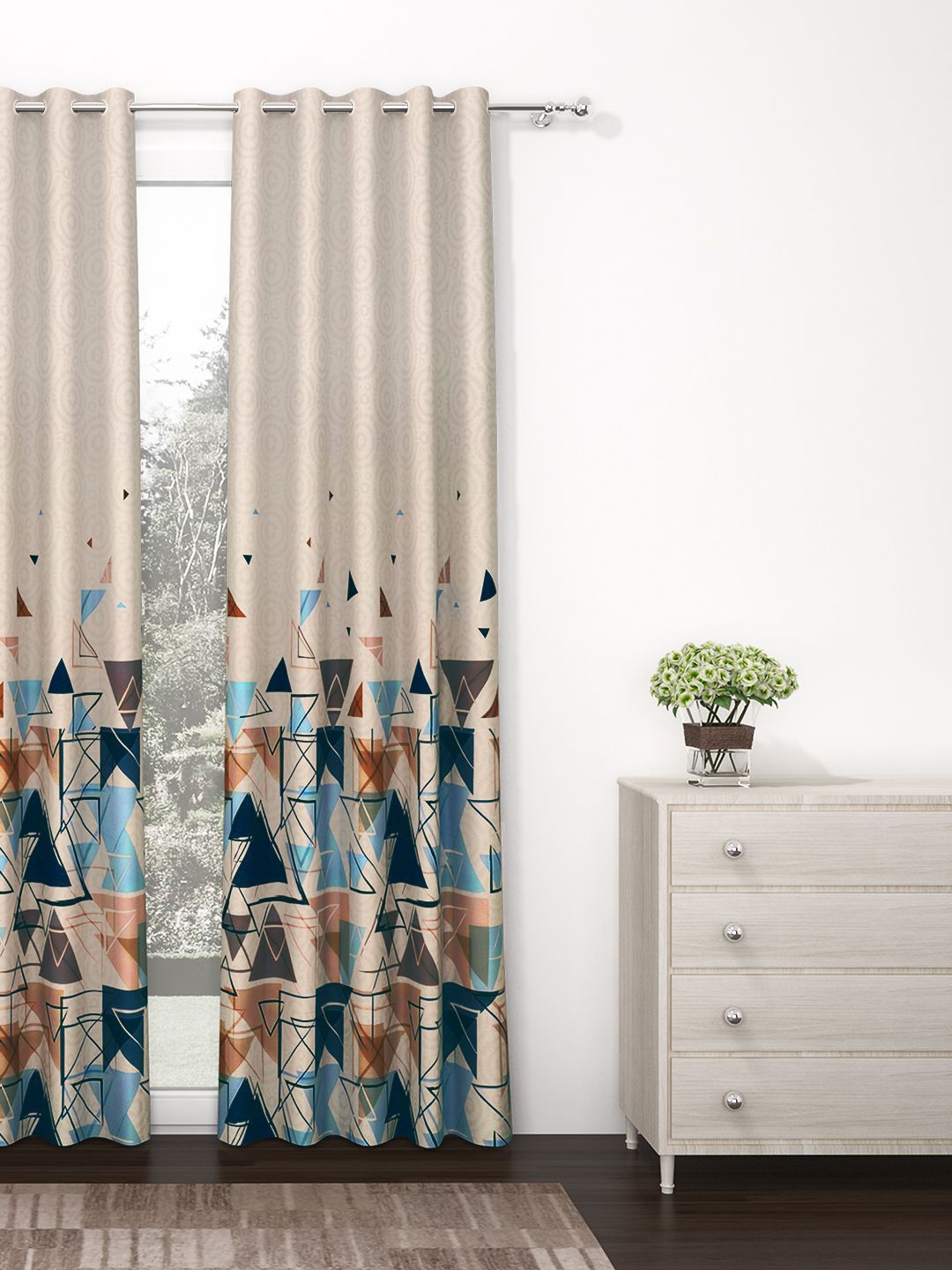 Story@home Cream & Brown Room Darkening Long Door Curtain-image-46