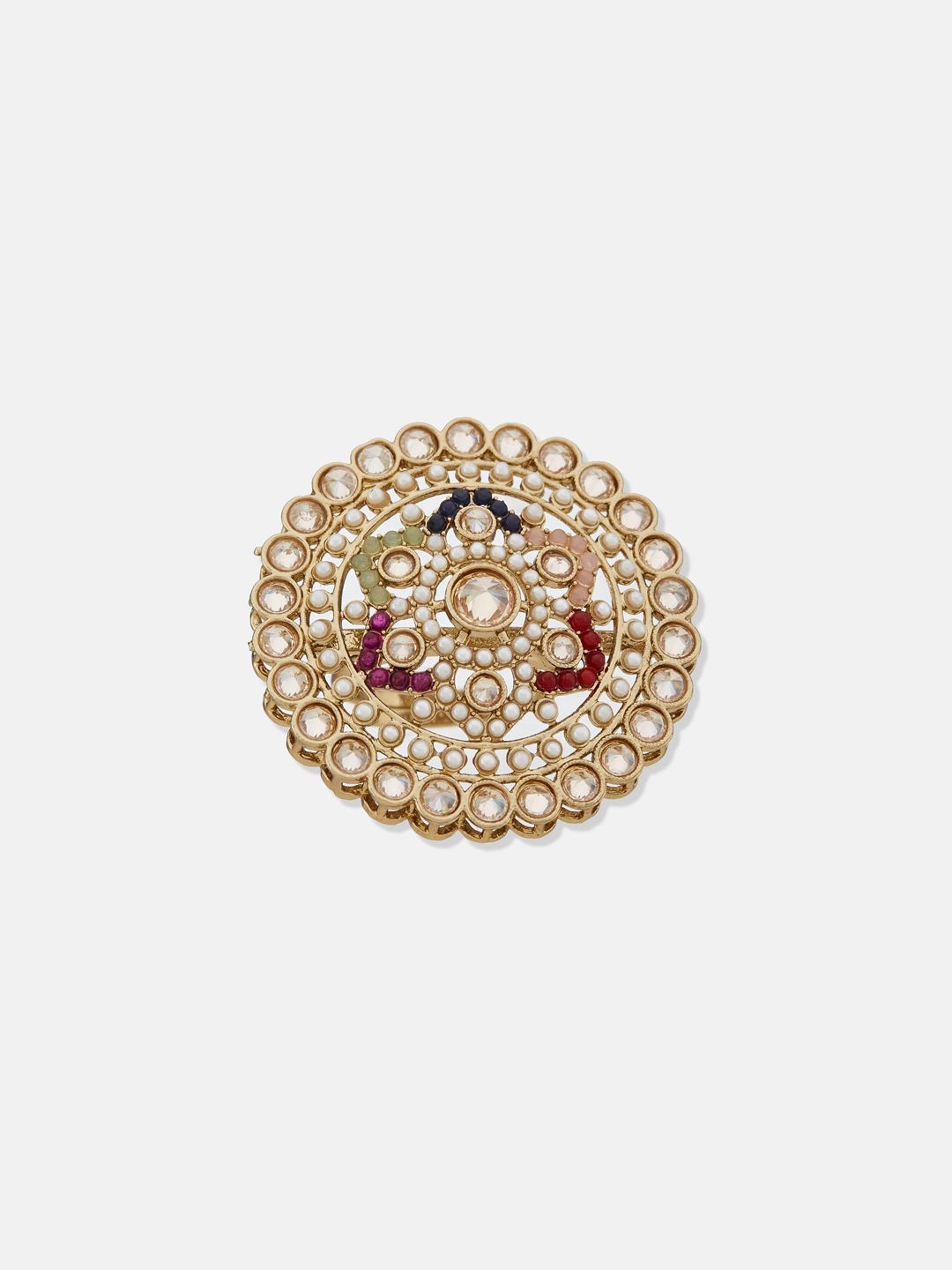 ATIBELLE Gold Plated Kundan Studded Finger Ring