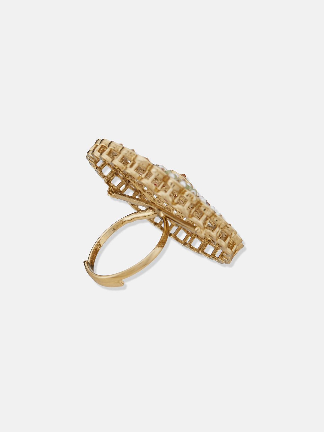 ATIBELLE Gold Plated Kundan Studded Finger Ring