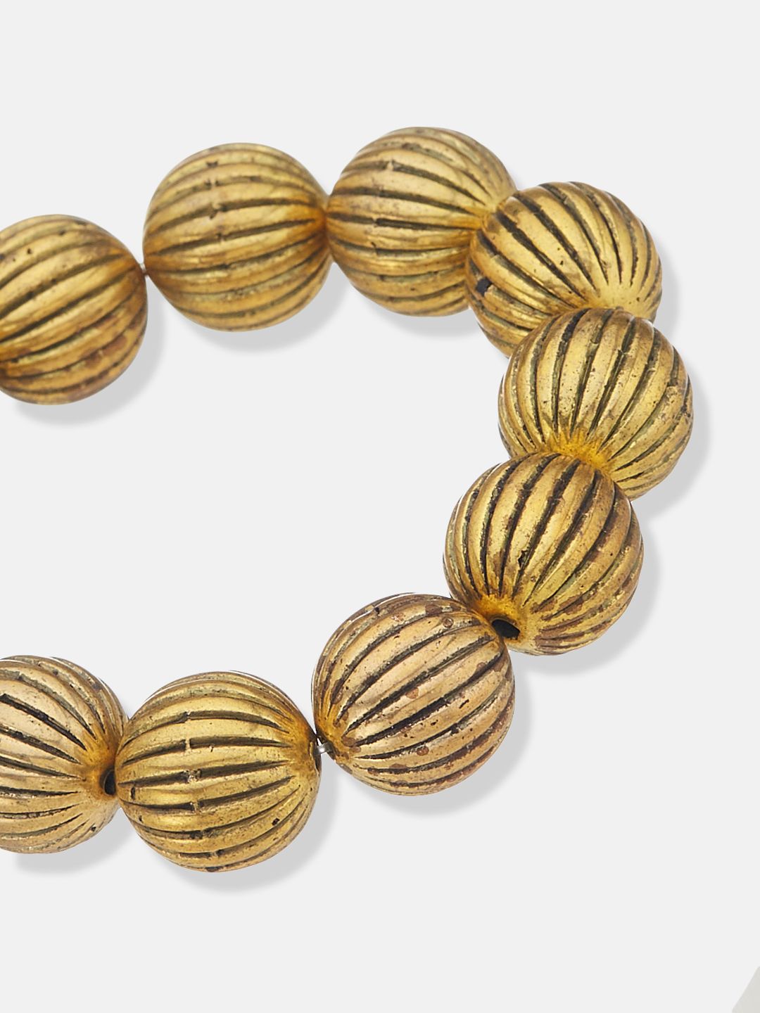 ATIBELLE Gold-Plated Textured Round-Shaped Elasticated Bracelet