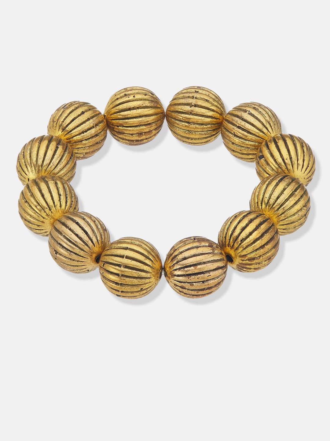ATIBELLE Gold-Plated Textured Round-Shaped Elasticated Bracelet