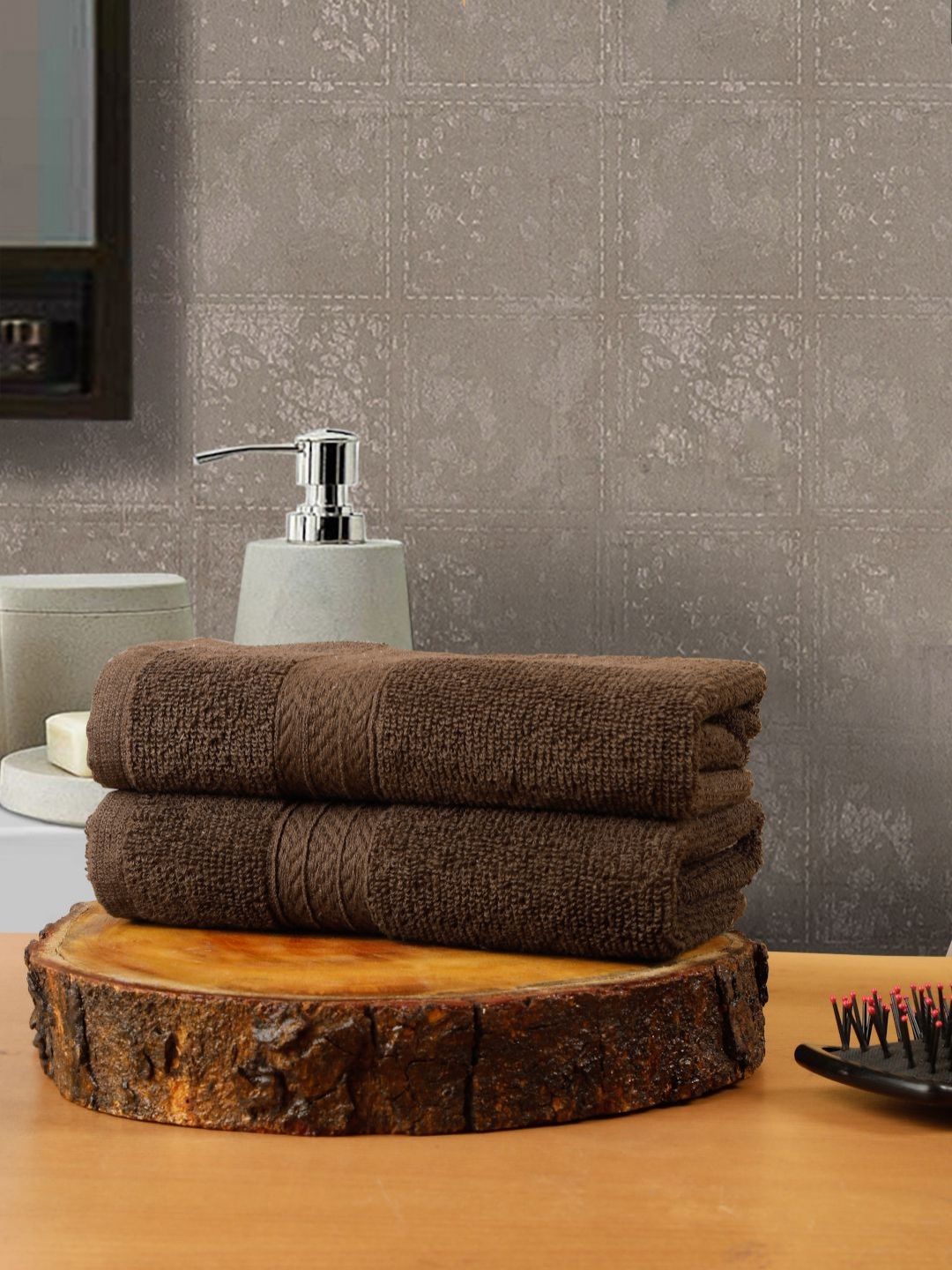 Creeva Classic Brown 2 Pieces 545 GSM Cotton Hand Towel-picture-25