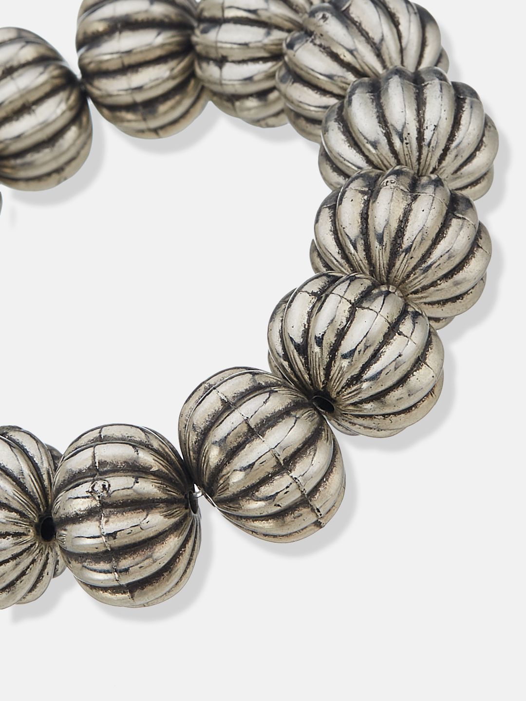 ATIBELLE Silver-Plated Beaded Elasticated Bracelet