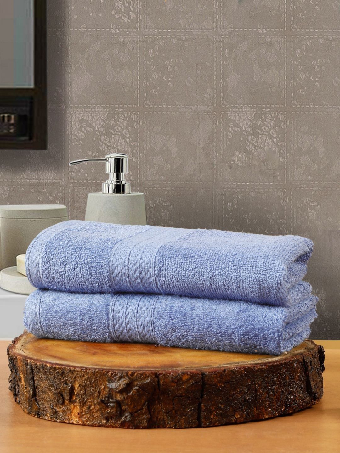 Creeva Classic Blue 2 Pieces 550 GSM Cotton Hand Towels-picture-28