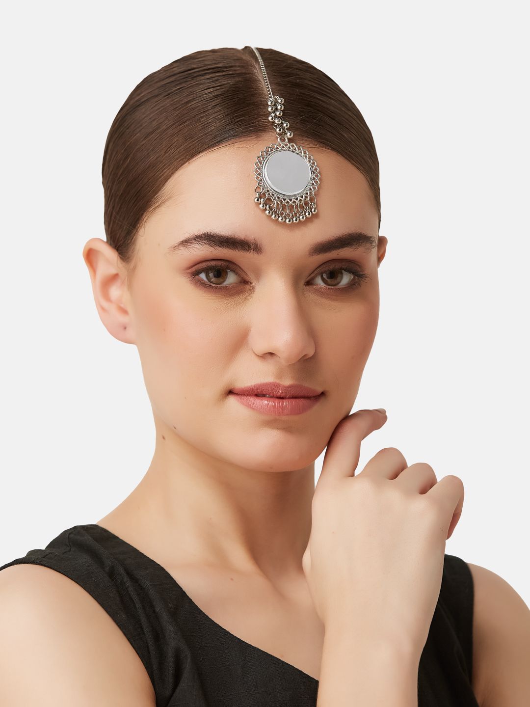 ATIBELLE Silver-Plated Maang Tikka Head Jewellery