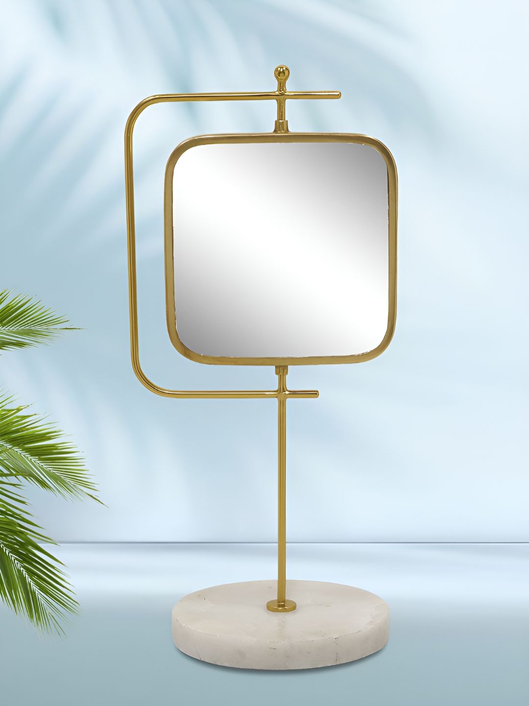 Metalsmith White & Gold-Toned Table Top Makeup Mirrors-image-3
