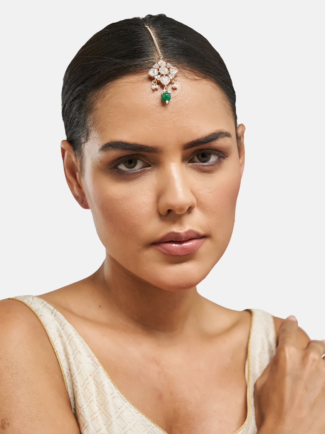 ATIBELLE Gold-Plated Kundan Studded Maang Tikka Head Jewellery