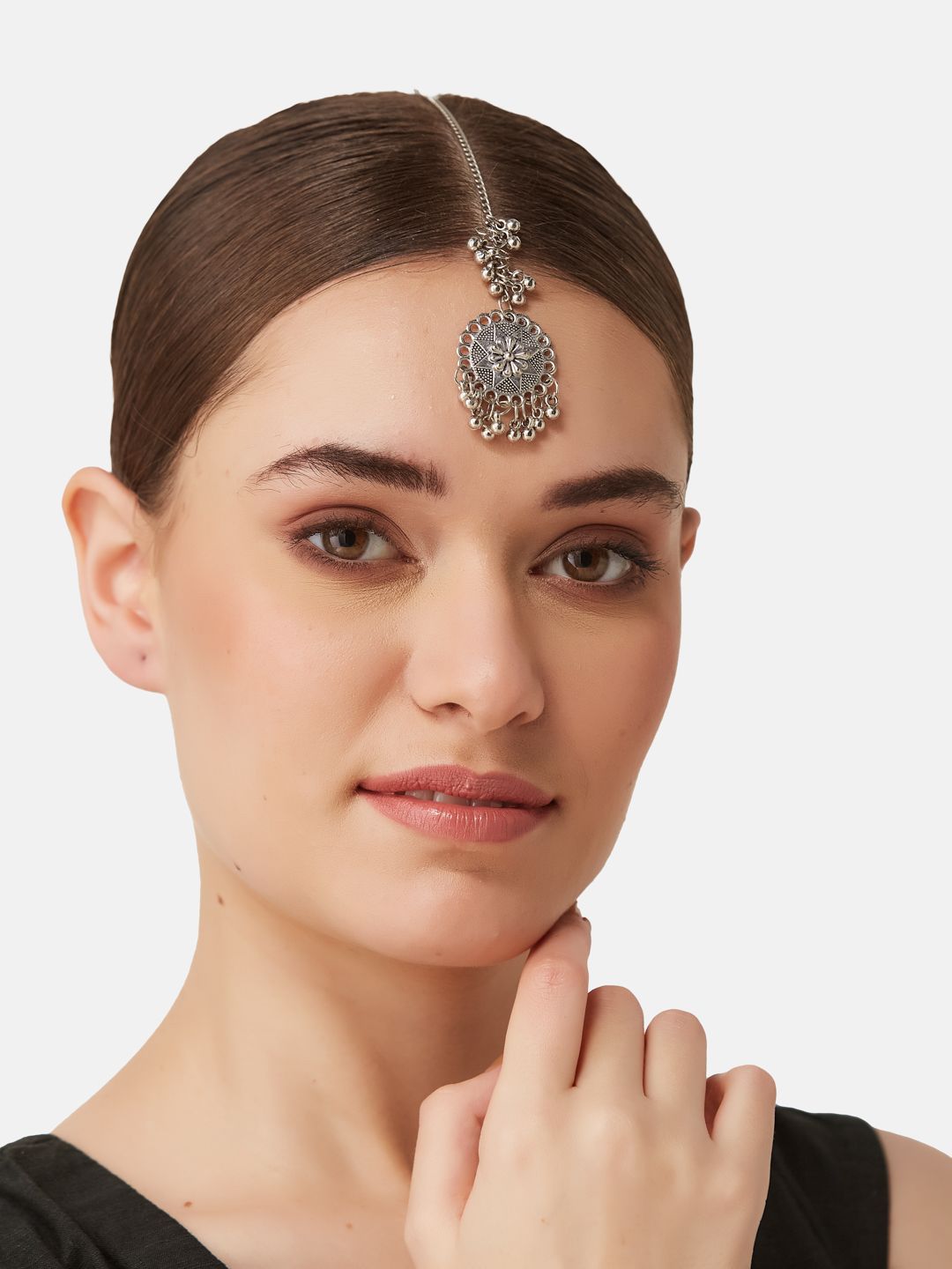 ATIBELLE Silver-Plated Maang Tikka Head Jewellery