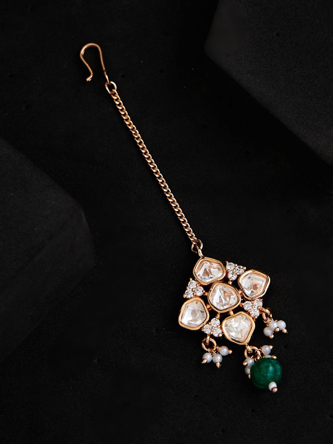 ATIBELLE Gold-Plated Kundan Studded Maang Tikka Head Jewellery