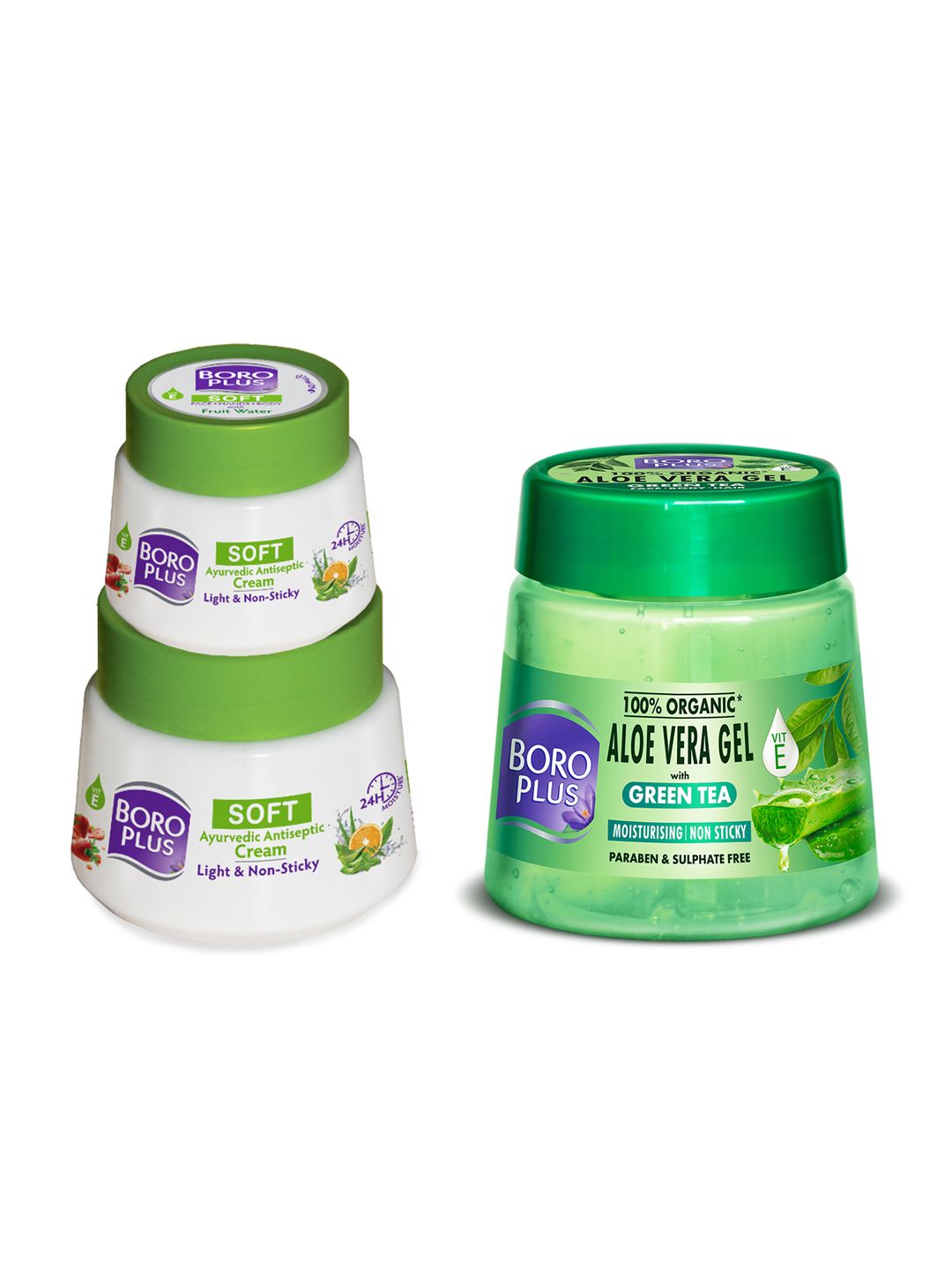BOROPLUS Set of 1 Organic Aloe Vera Gel 200ml & 2 Soft Ayurvedic Antiseptic Cream 300ml-image-24