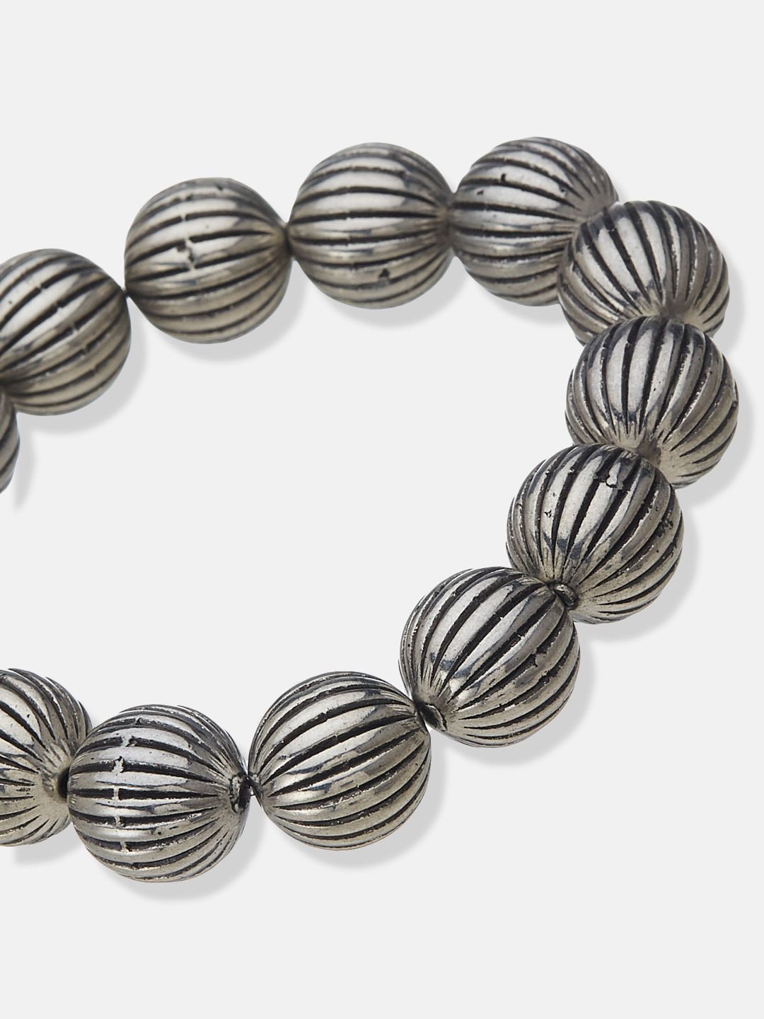 ATIBELLE Silver-Plated Beaded Elasticated Bracelet