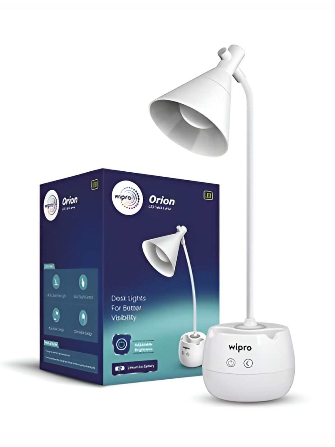 Wipro White Acrylic Industrial Bell Shaped Table Lamp-image-14