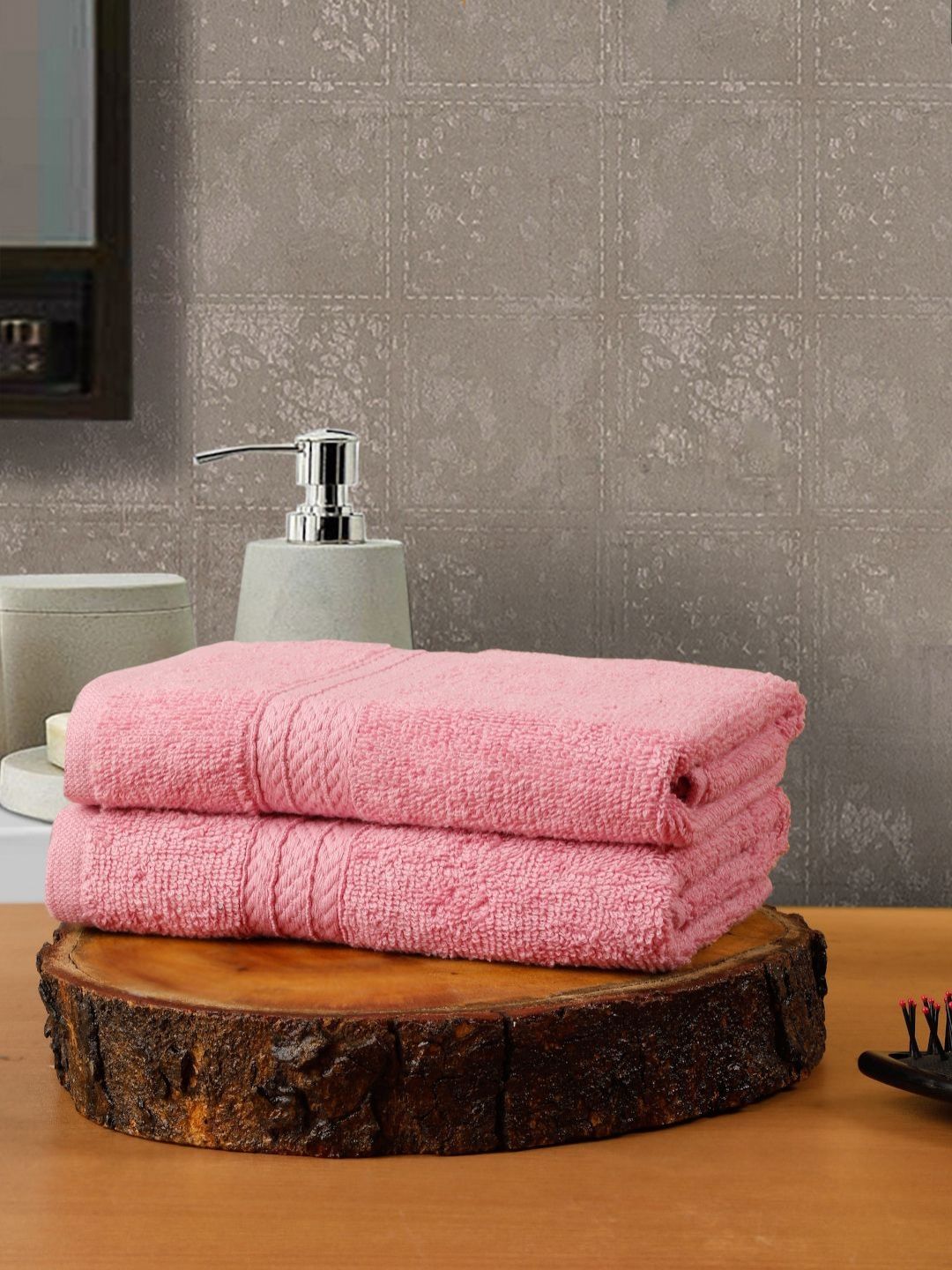 Creeva Classic Pink 2 Pieces 545 GSM Cotton Hand Towel-picture-18