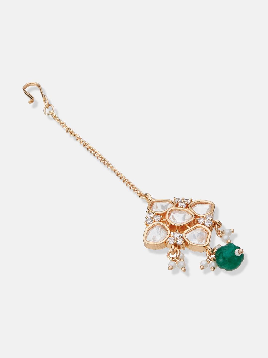 ATIBELLE Gold-Plated Kundan Studded Maang Tikka Head Jewellery