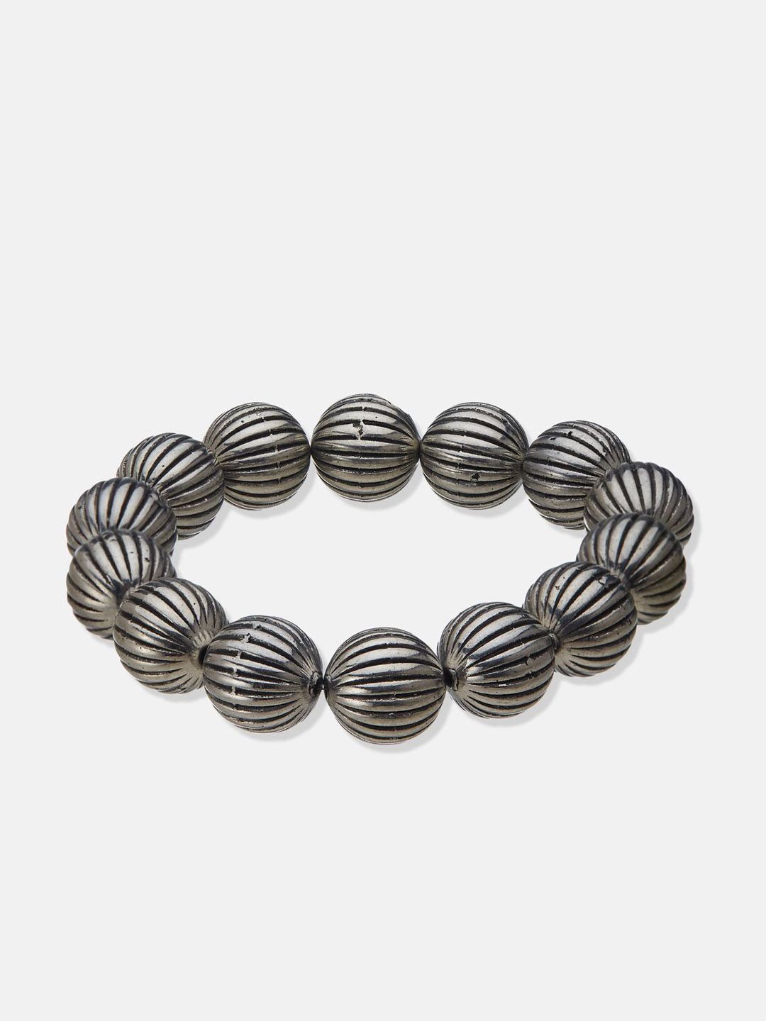 ATIBELLE Silver-Plated Beaded Elasticated Bracelet