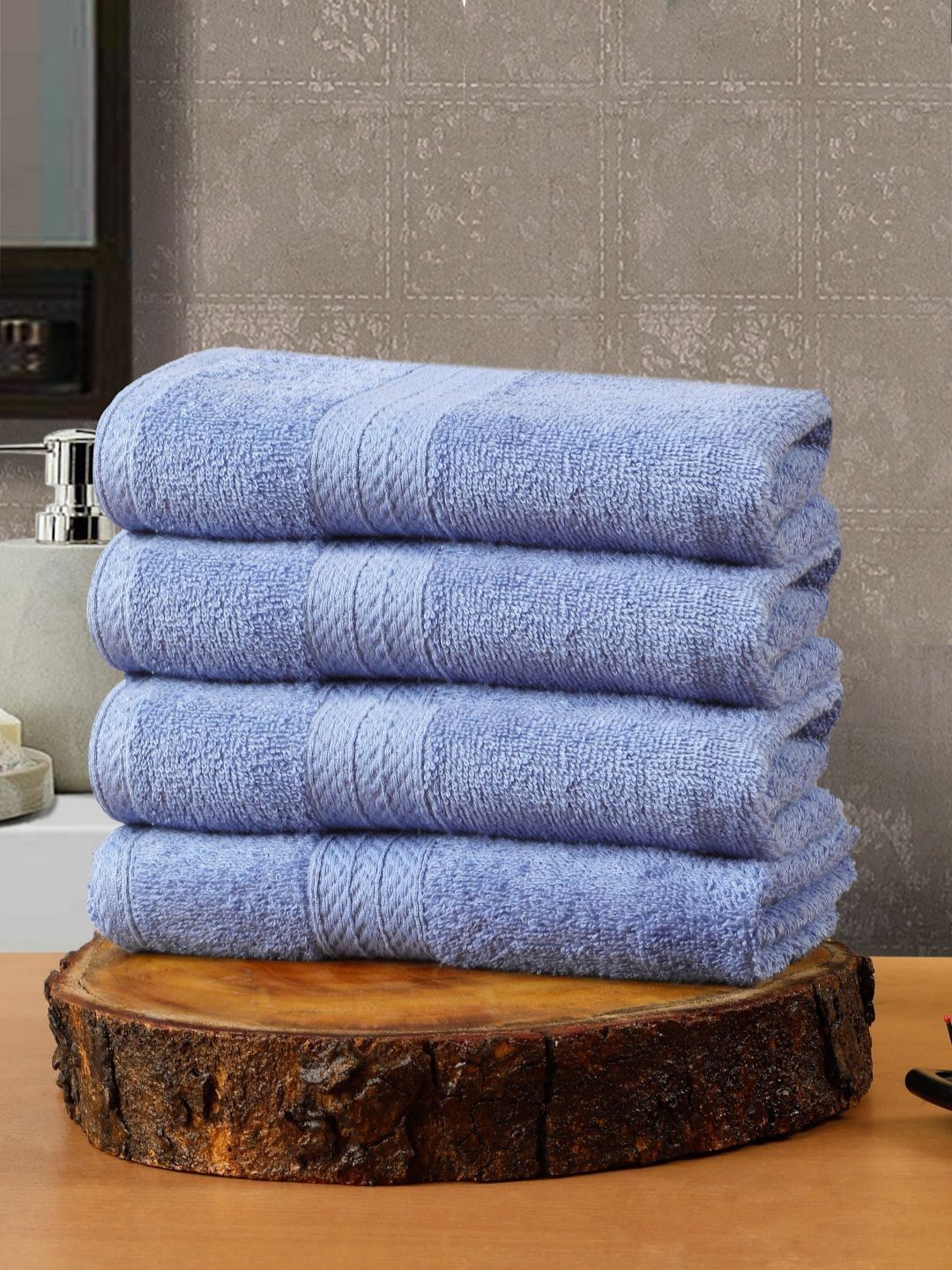 Creeva Classic Blue 4 Pieces 550 GSM Cotton Hand Towels-picture-30