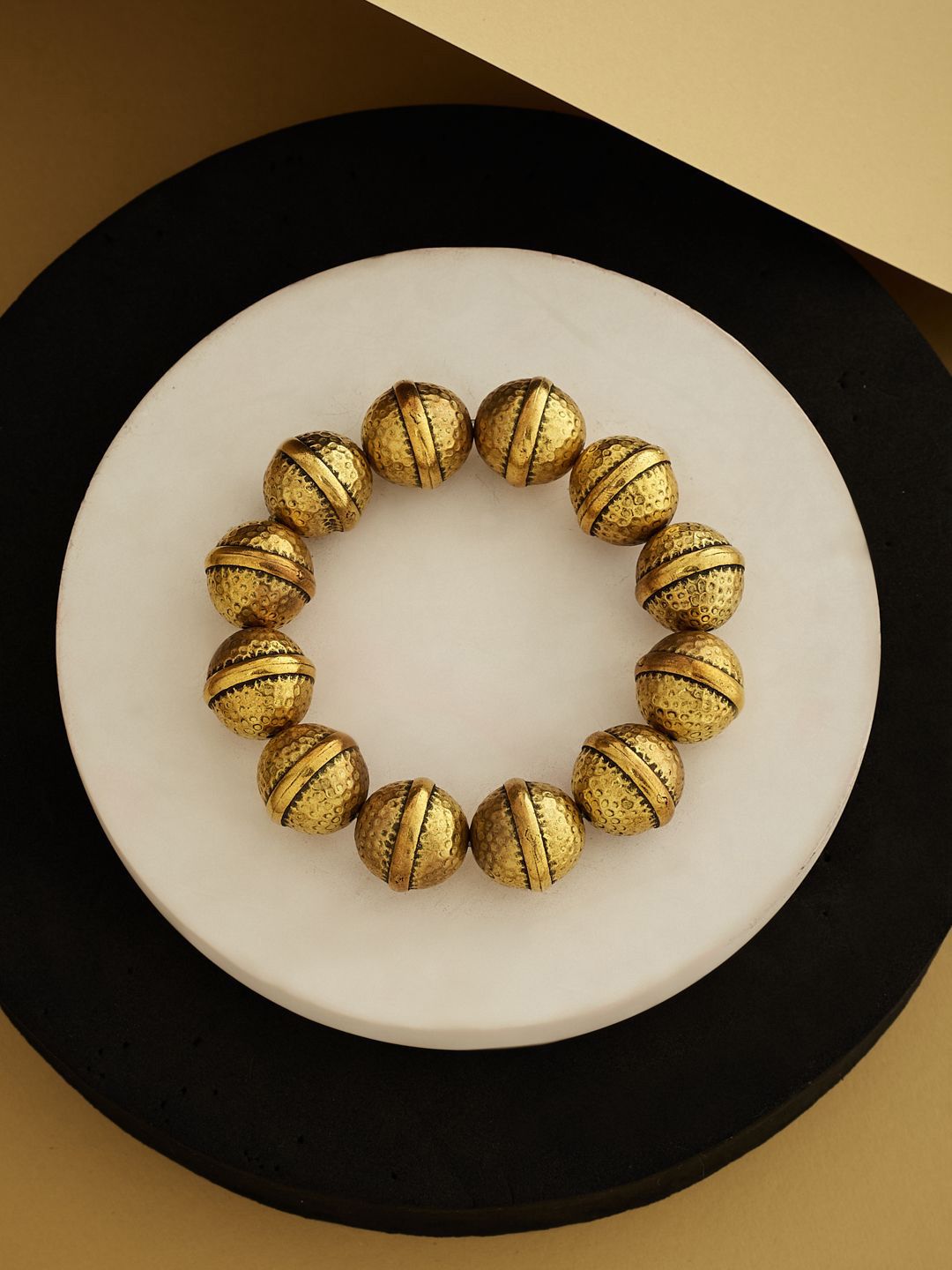 ATIBELLE Gold-Plated Beaded Elasticated Bracelet