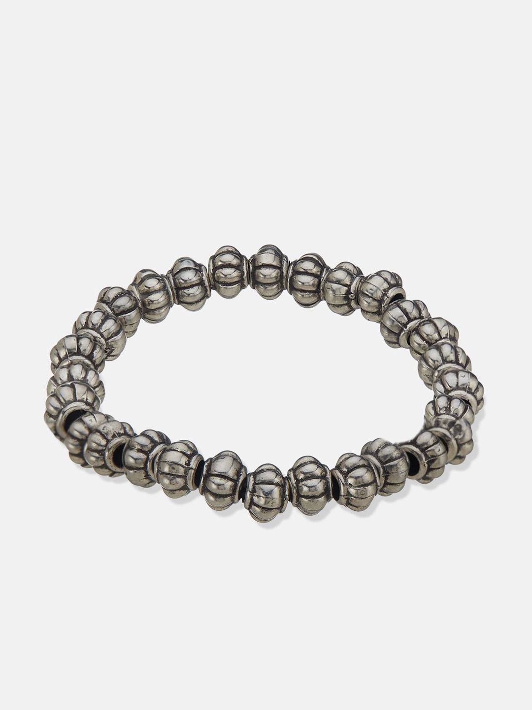 ATIBELLE Silver-Plated Beaded Elasticated Bracelet