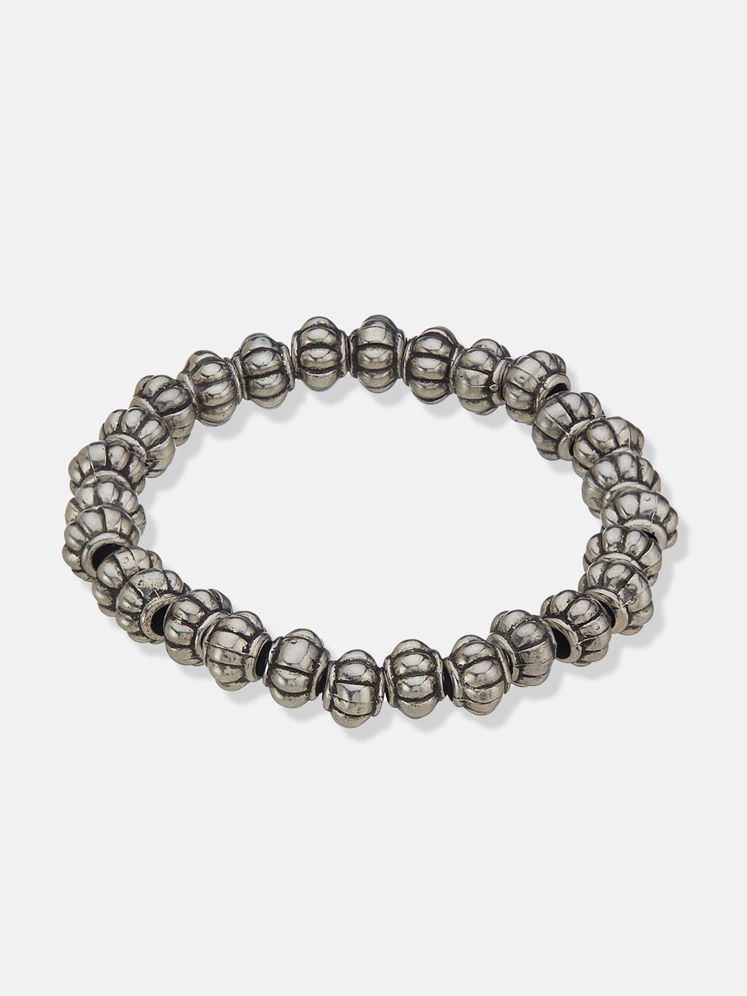 ATIBELLE Silver-Plated Beaded Elasticated Bracelet