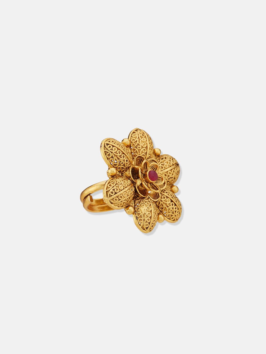ATIBELLE Gold Plated Stone Studded Finger Ring