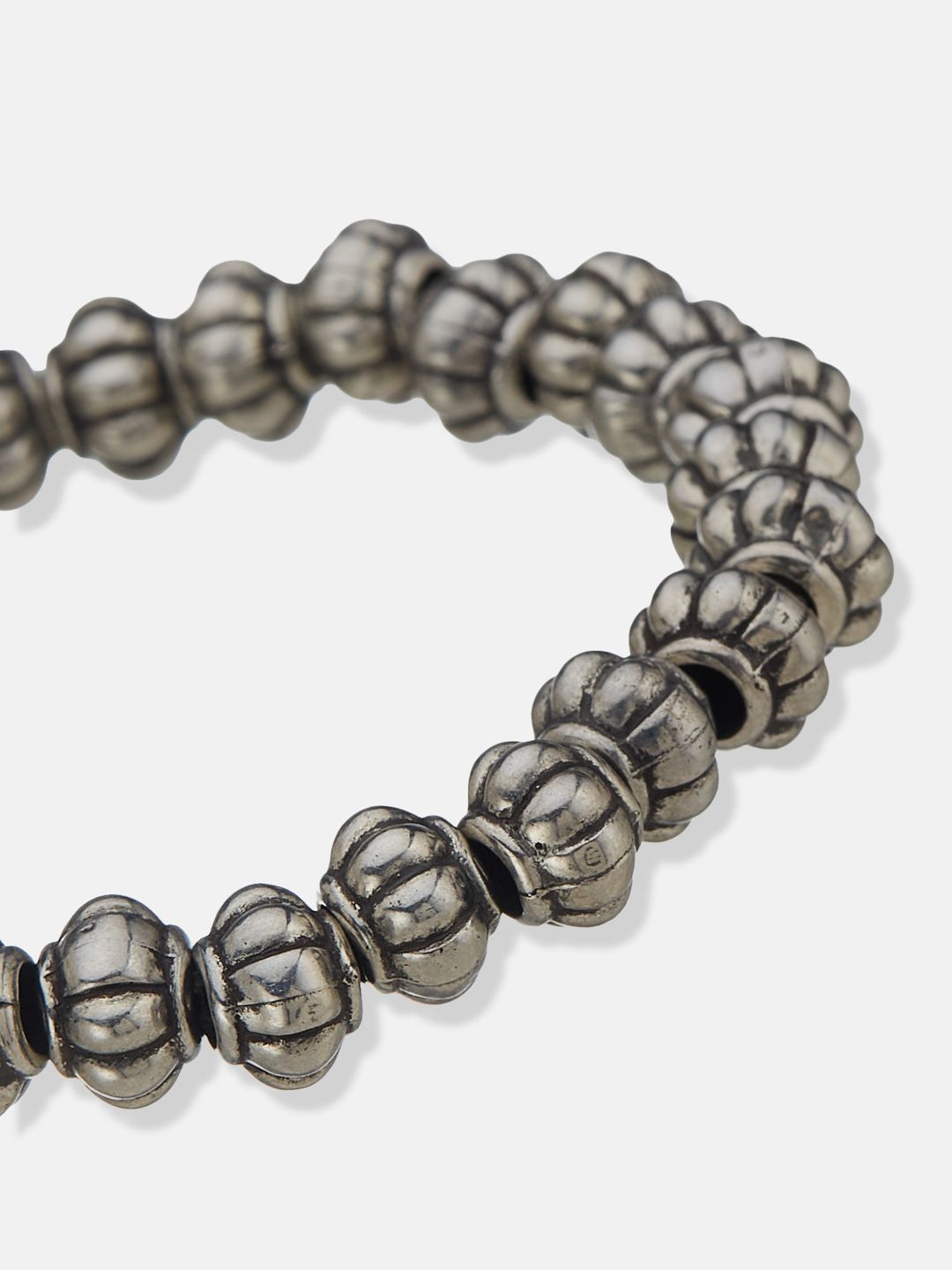 ATIBELLE Silver-Plated Beaded Elasticated Bracelet