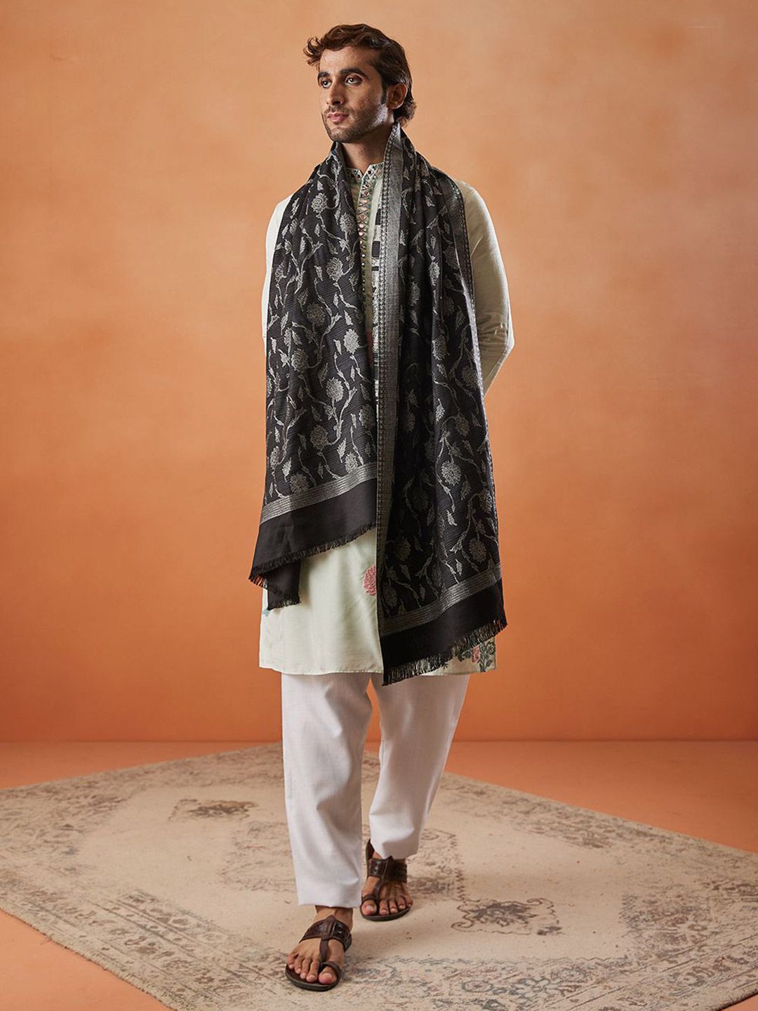 Pashmoda Men Floral Woven Design Stole-picture-15