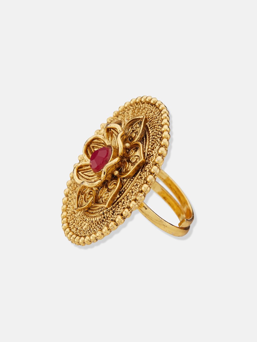 ATIBELLE Gold Plated Stone Studded Finger-Ring