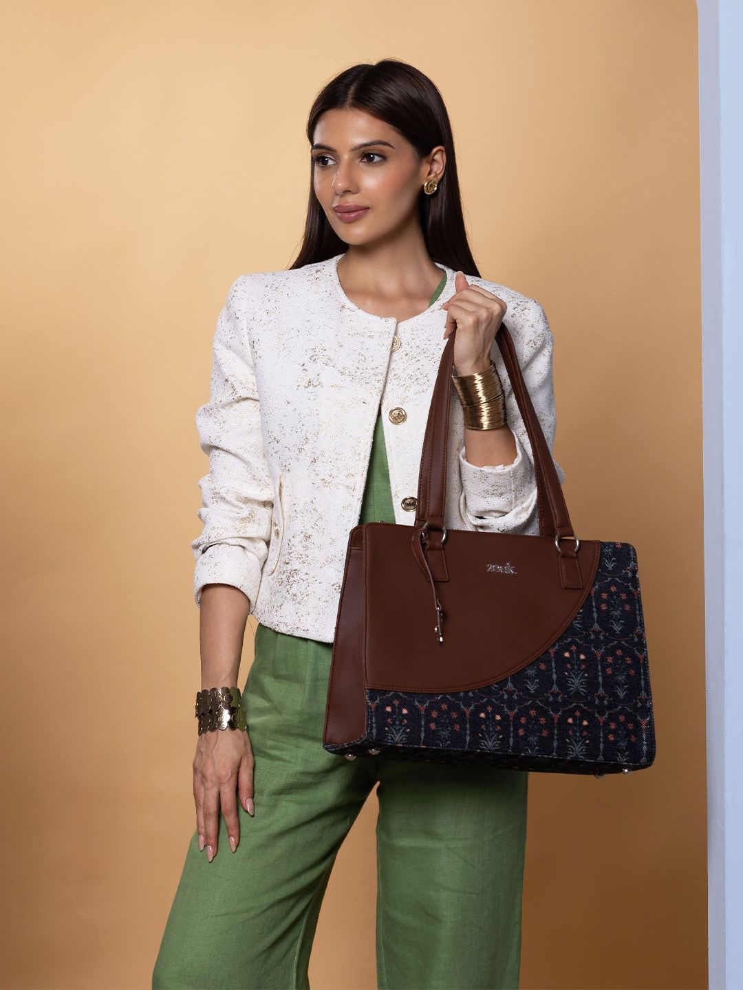 ZOUK Floral Printed Structured Tote Bag-picture-58