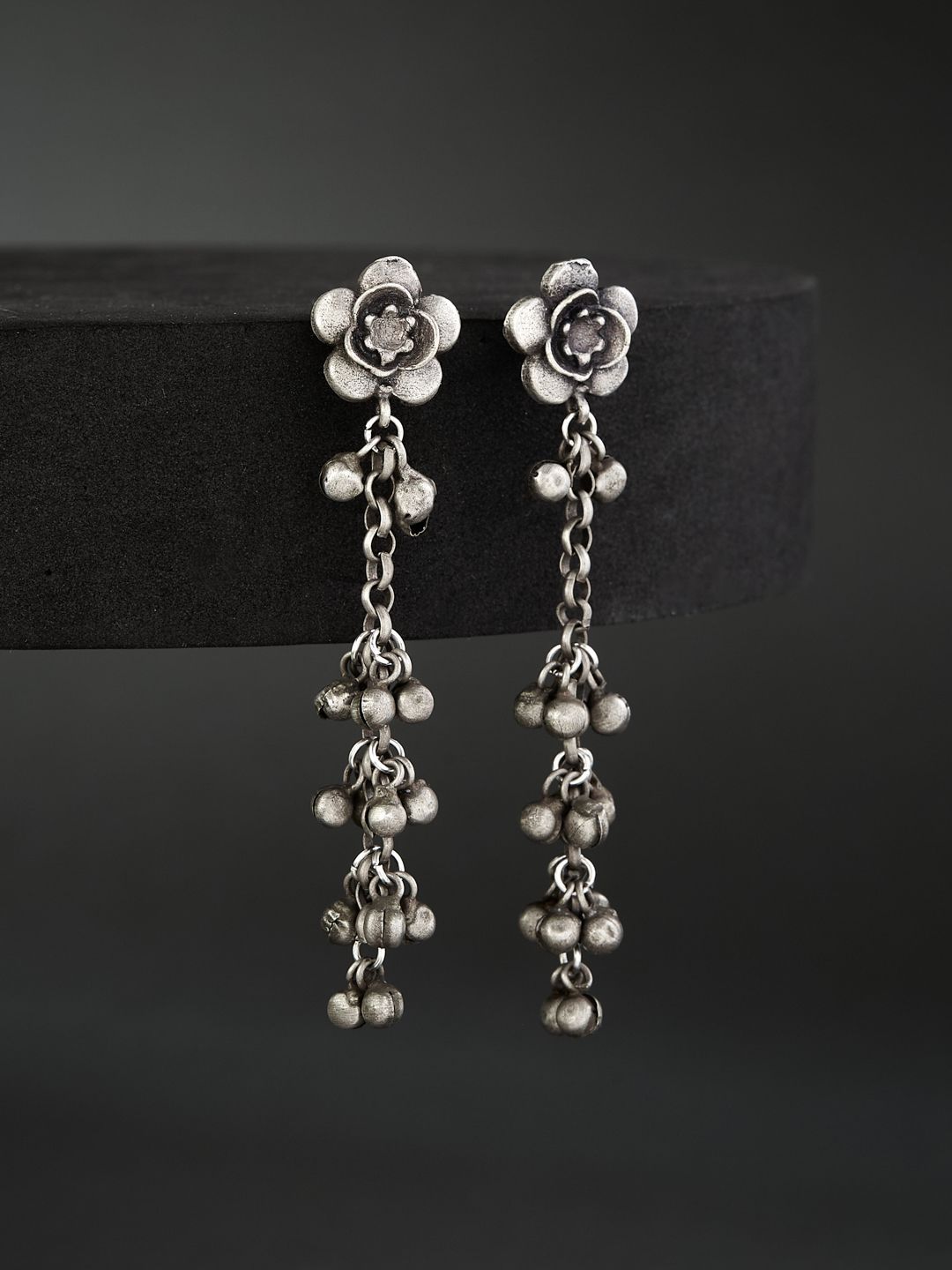 ATIBELLE German Silver Plated Contemporary Drop Earrings