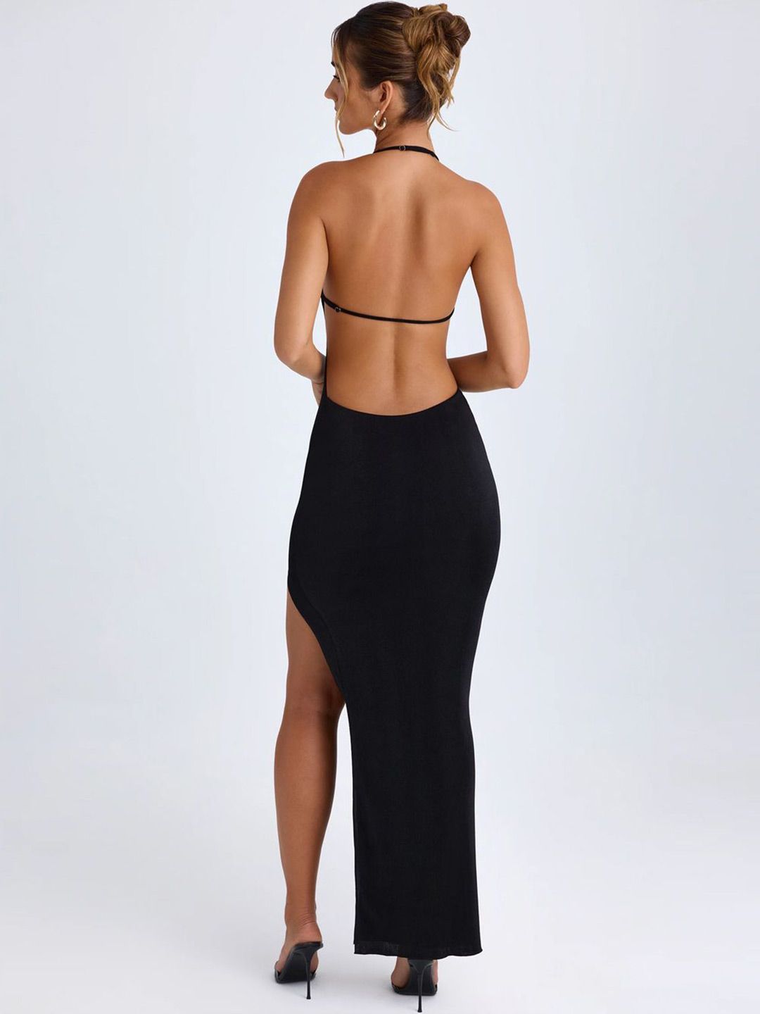 Clafoutis Halter Neck Bodycon Maxi Dress With Cut-Outs view 5