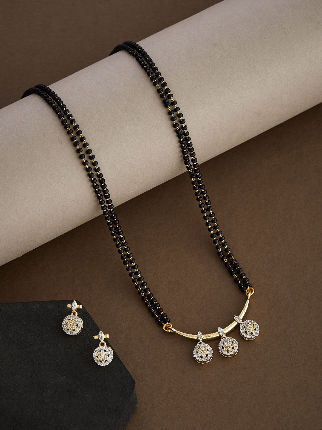 ATIBELLE Gold Plated Artificial Stones and Beads Mangalsutra