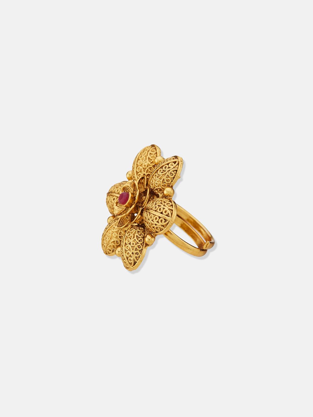 ATIBELLE Gold Plated Stone Studded Finger Ring