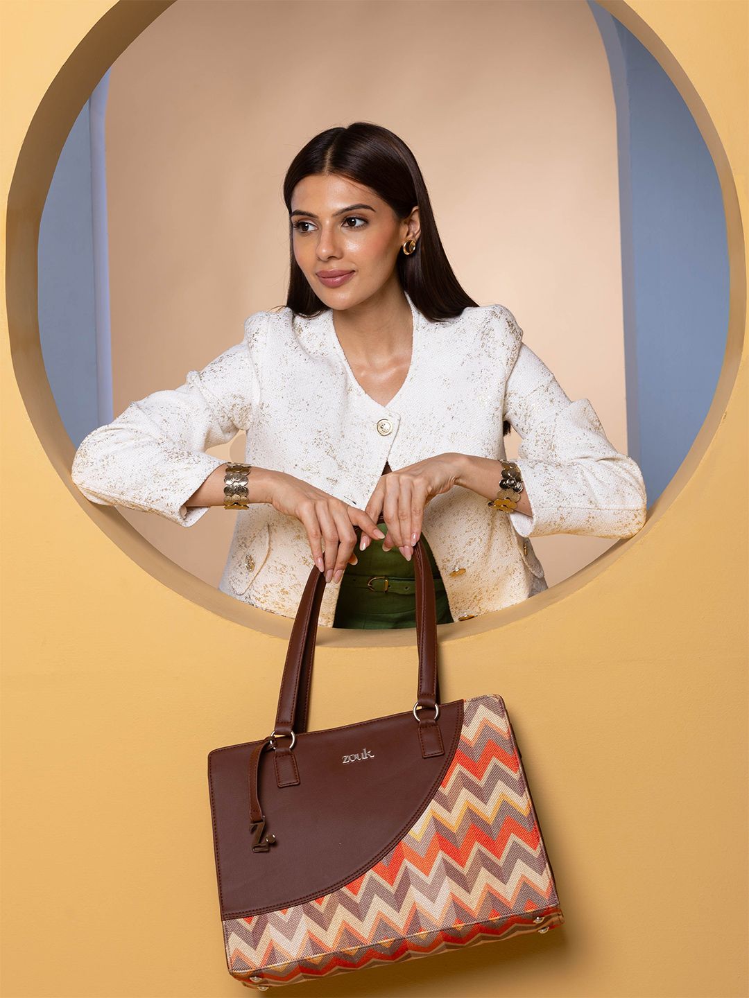 ZOUK Printed Structured Tote Bag-picture-27