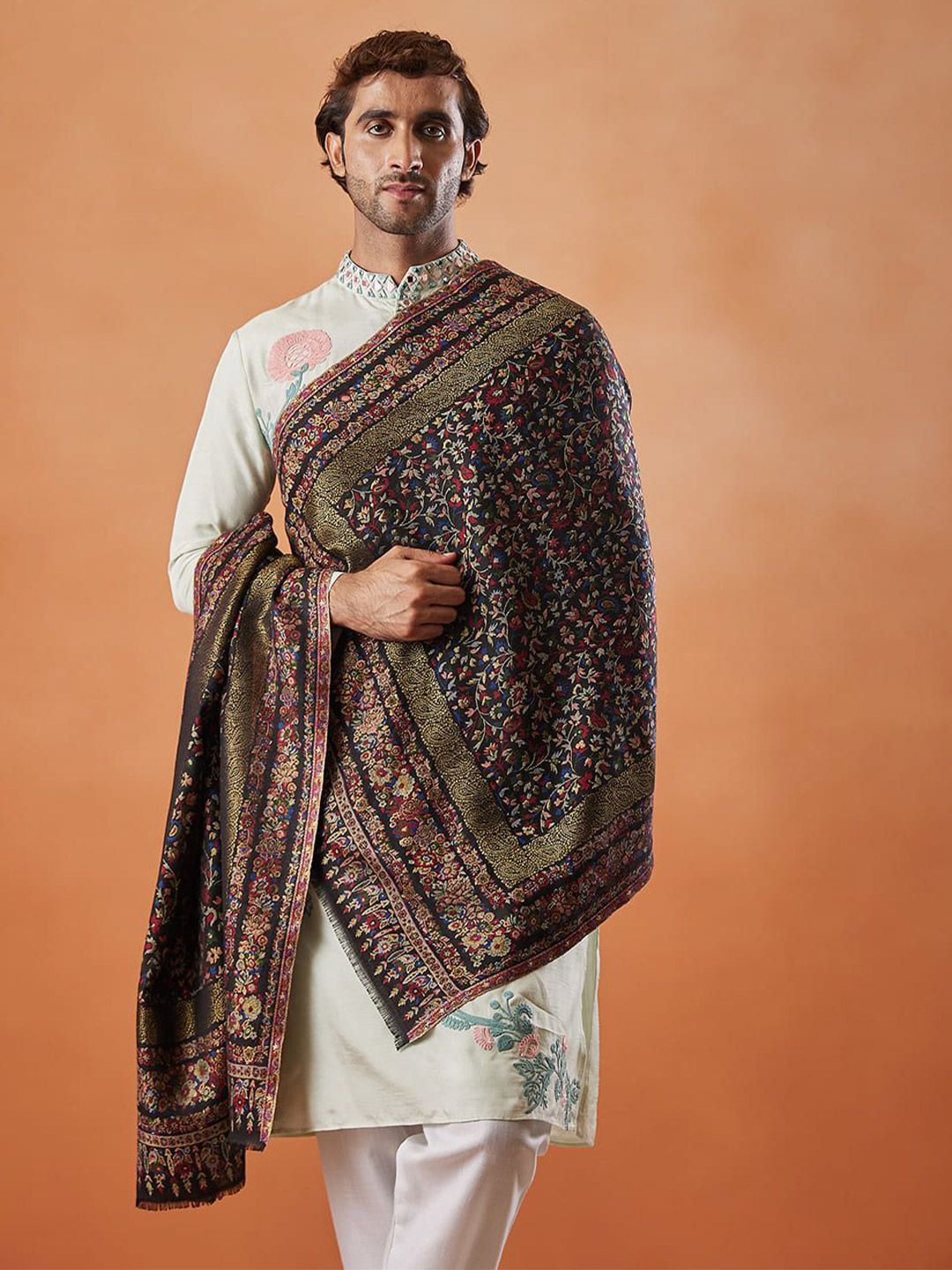 Pashmoda Men Zari Woven Design Stole-picture-37