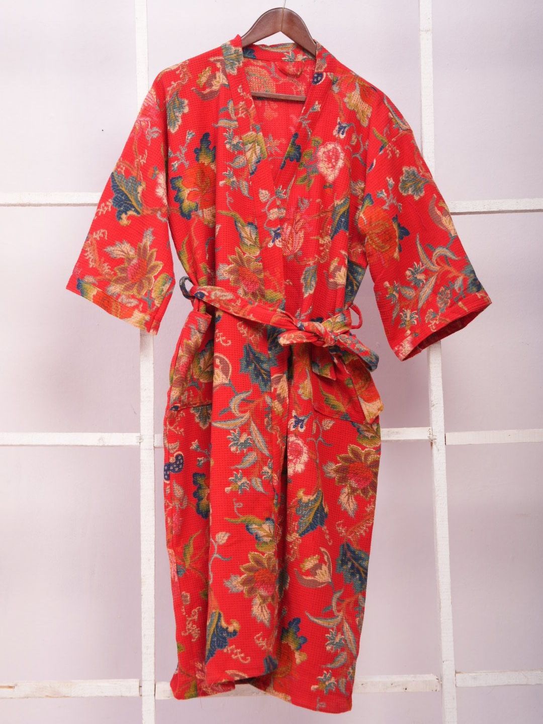 LacyLook Printed Pure Cotton Bath Robe With Belt-picture-58
