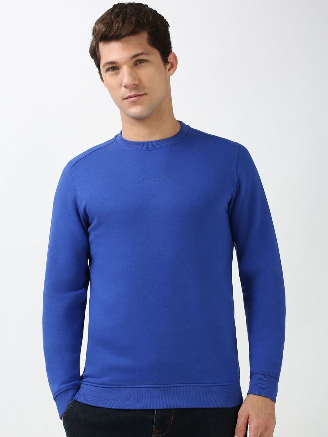 Peter England Casuals Men Solid Round Neck Cotton Pullover Sweatshirt-picture-19