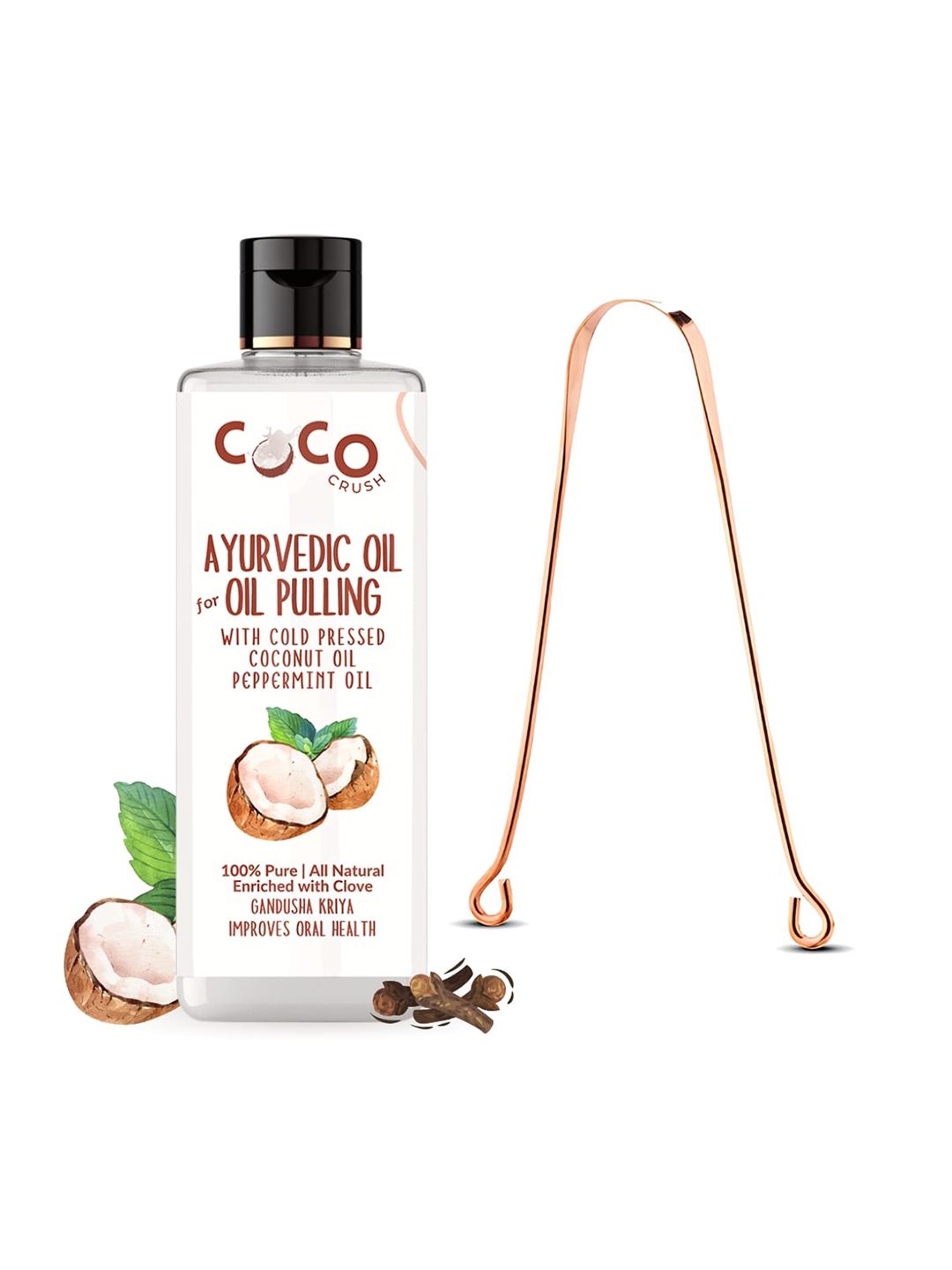 Coco Crush Ayurvedic Coconut Oil For Pulling With Copper Tongue Cleaner -50ml-picture-41