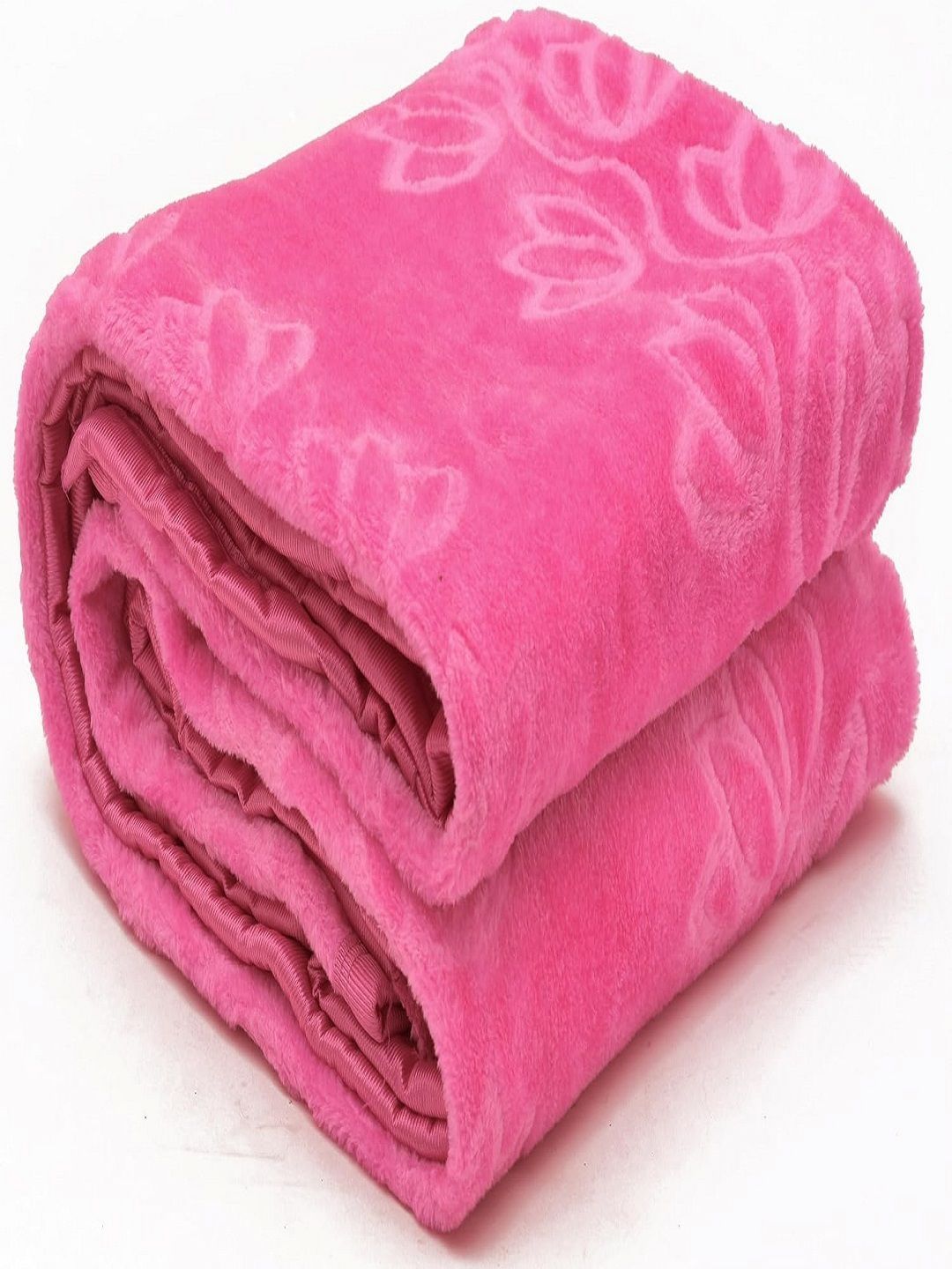 CHICERY Pink Floral Mink Heavy Winter Double Bed Blanket-image-5