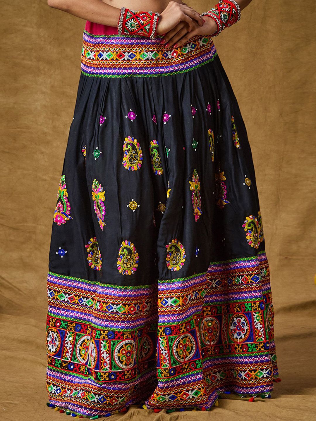 SALWAR STUDIO Embellished Flared Maxi Skirt-image-17