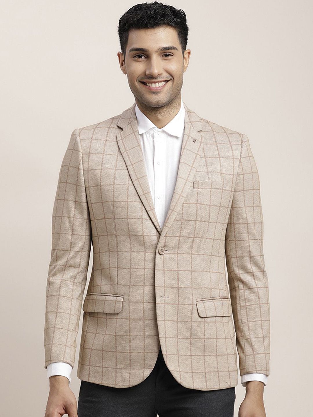 Turtle Checkered Single-Breasted Casual Blazer-picture-53