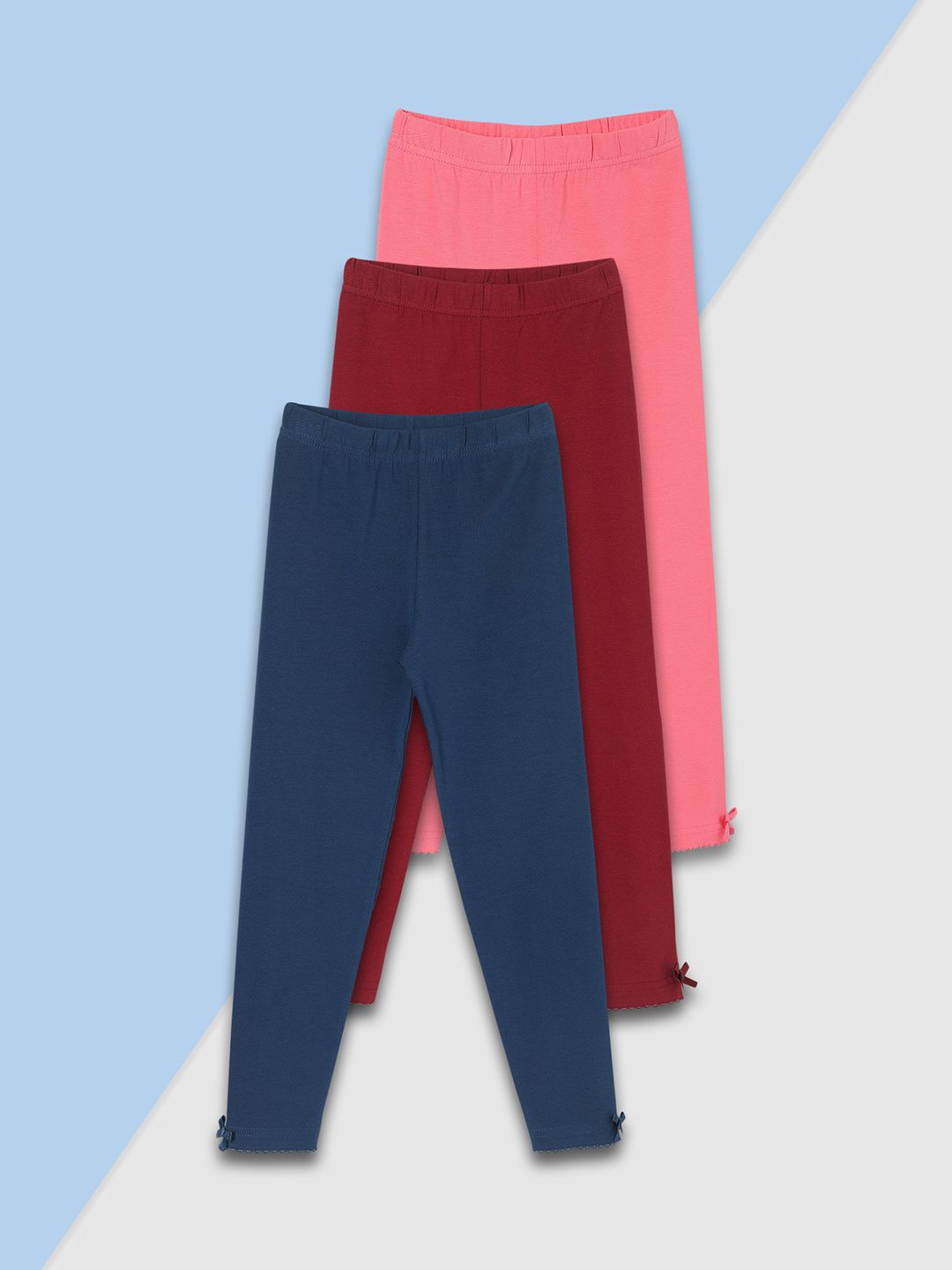 max Pack Of 3 Girls Solid Ankle-Length Leggings-picture-18