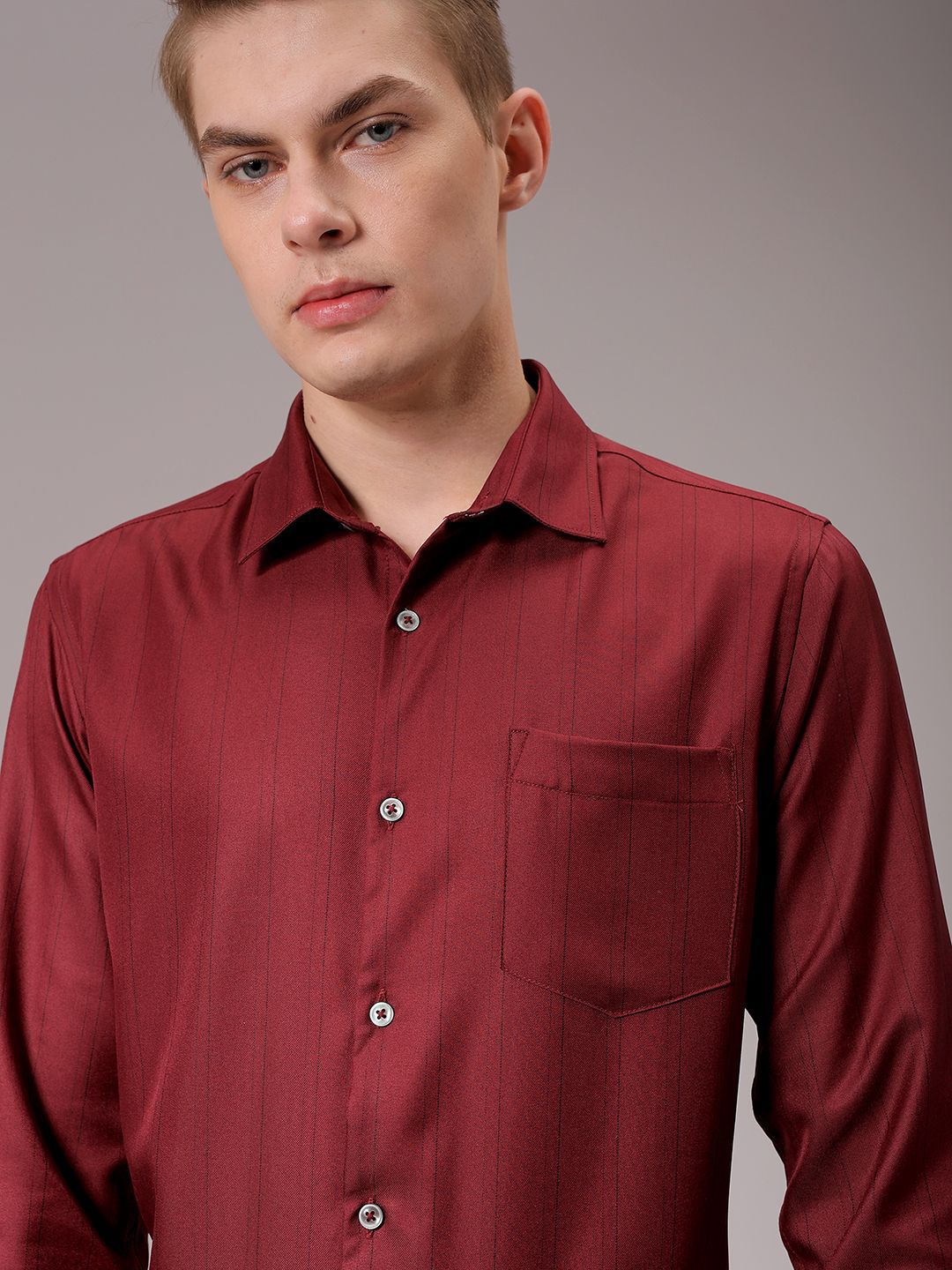 the indian garage co. x luxe Luxe by TIGC Men Spread Collar Multi Striped Slim Fit Formal Shirt-picture-17