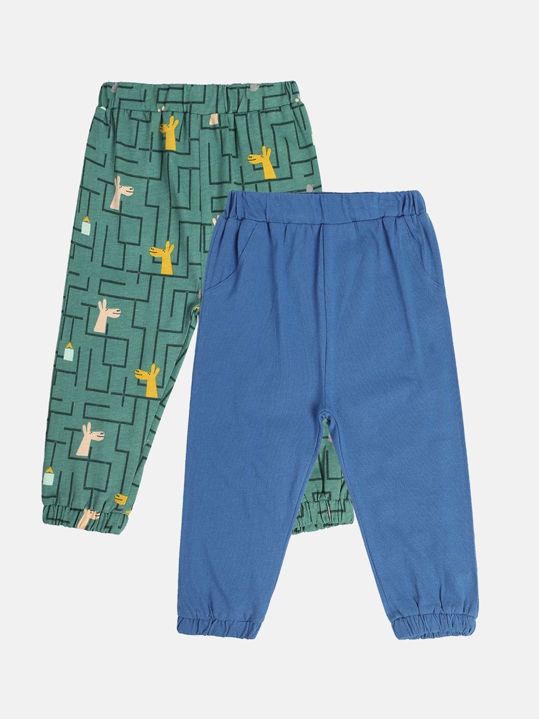 MINI KLUB Infant Boys  Pack Of 2 Cotton Mid-Rise Lounge Pants-picture-17