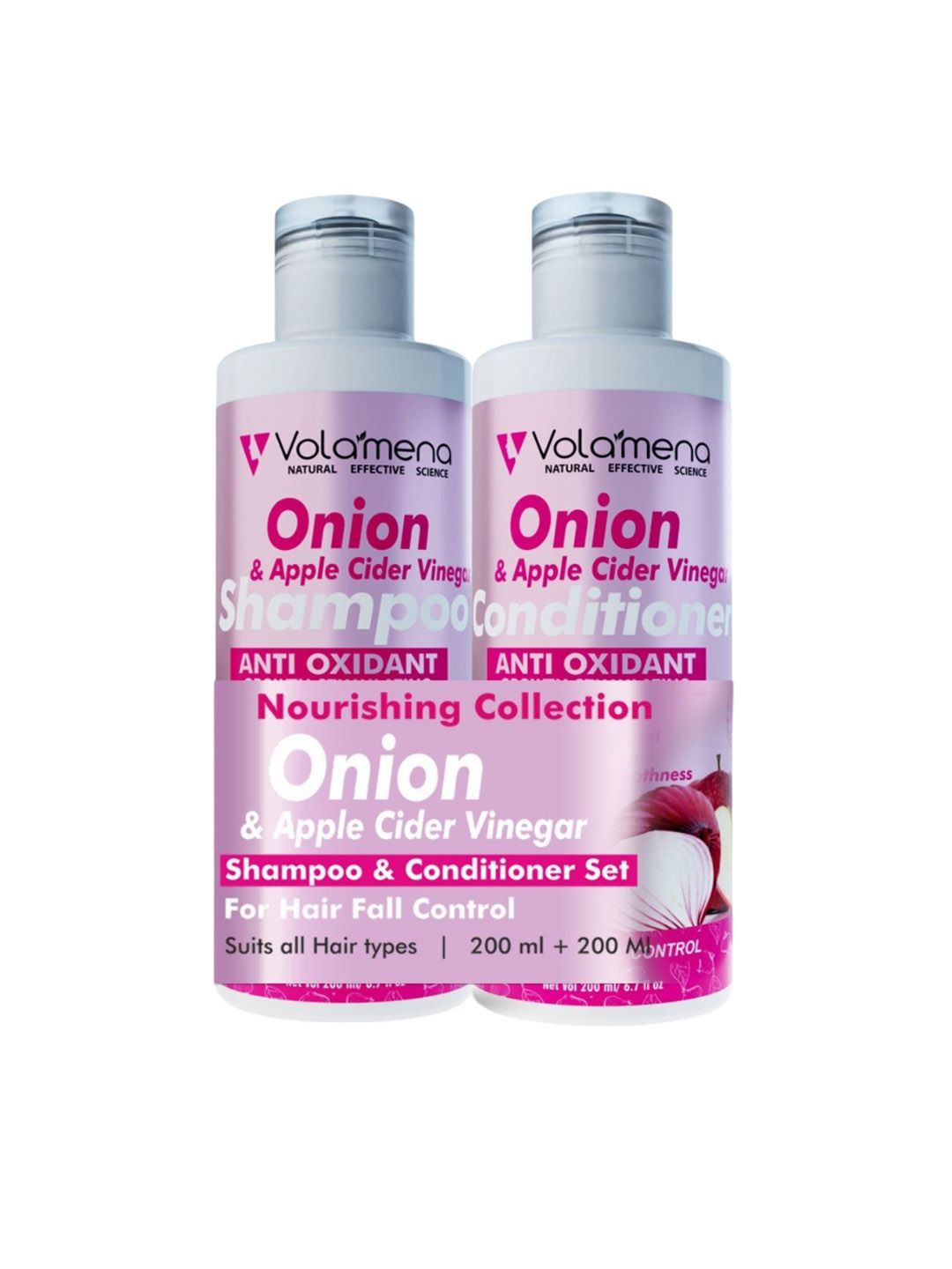 Volamena Set Of 2 Onion Apple Cider Vinegar Shampoo & Conditioner with Antioxidant Growth-image-28