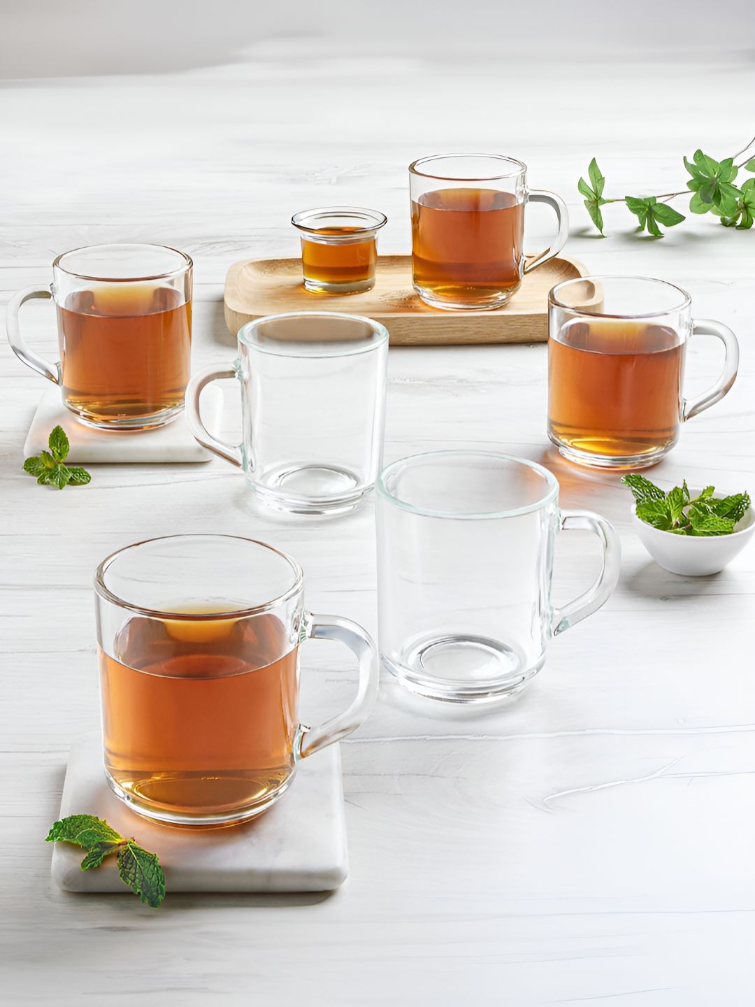 BOROSIL Transparent Natural Elements Solid Borosilicate Glass Transparent Cups Set of Cups and Mugs