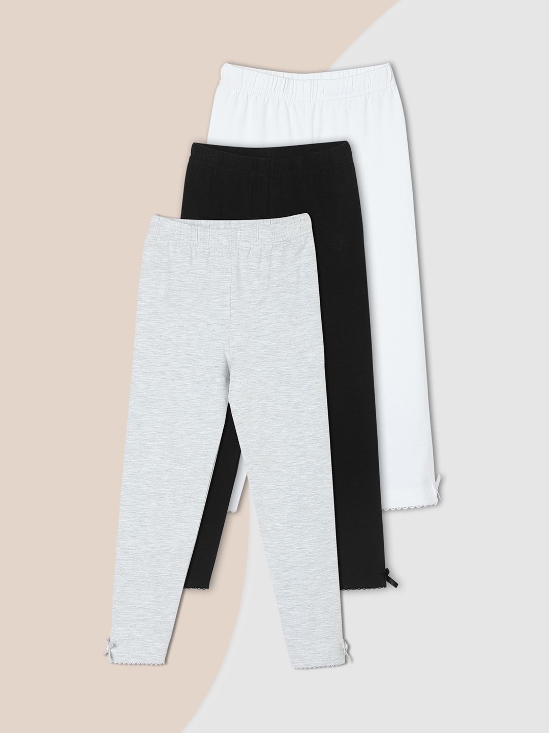 max Pack Of 3 Girls Pure Cotton Ankle Length Leggings-picture-32
