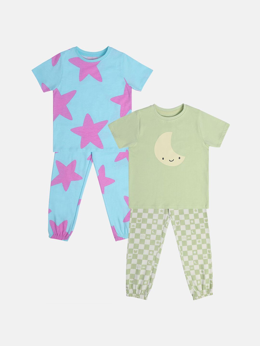 MINI KLUB Girls Printed Pure Cotton pack of 2 Top With Joggers-picture-33