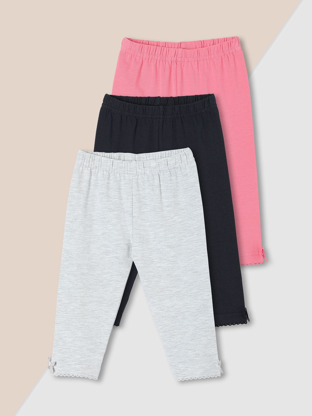 max Pack Of 3 Girls Solid Ankle-Length Leggings-picture-57